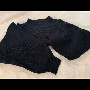 ~Nasty Gal~ Black Knitted Sweater with Balloon Sleeves